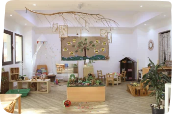 Classrooms at Step By Step Nursery in Mirdif, offering designated learning zones with open-ended resources for self-directed and teacher-led activities.